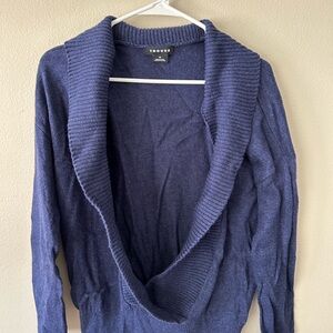Trouve Blue Cardigan with Shawl Collar and Relaxed Fit